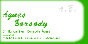 agnes borsody business card
