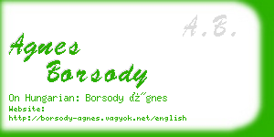 agnes borsody business card